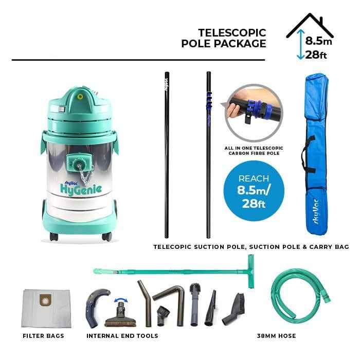 skyVac Hygenie H Class High Reach Vacuum With Telescopic Suction Poles - Commercial Cleaning Machines Ltd
