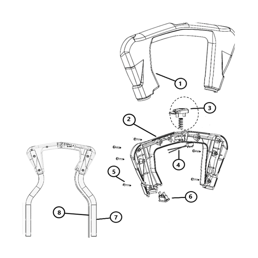Truvox 05-4780-0000 complete handle and switch assembly - parts diagram