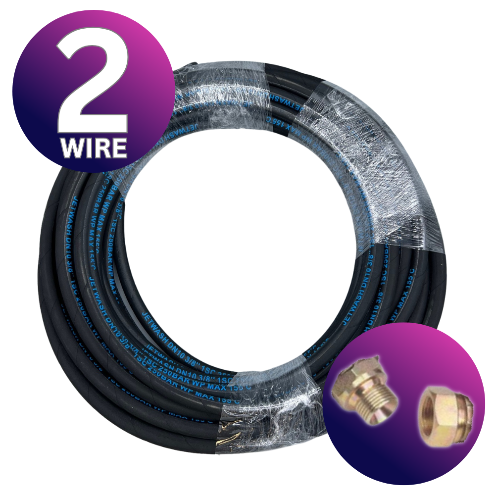 Astrox 3/8" BSP 2 Wire High Pressure Rubber Hose - 400bar Rated - Commercial Cleaning Machines Ltd
