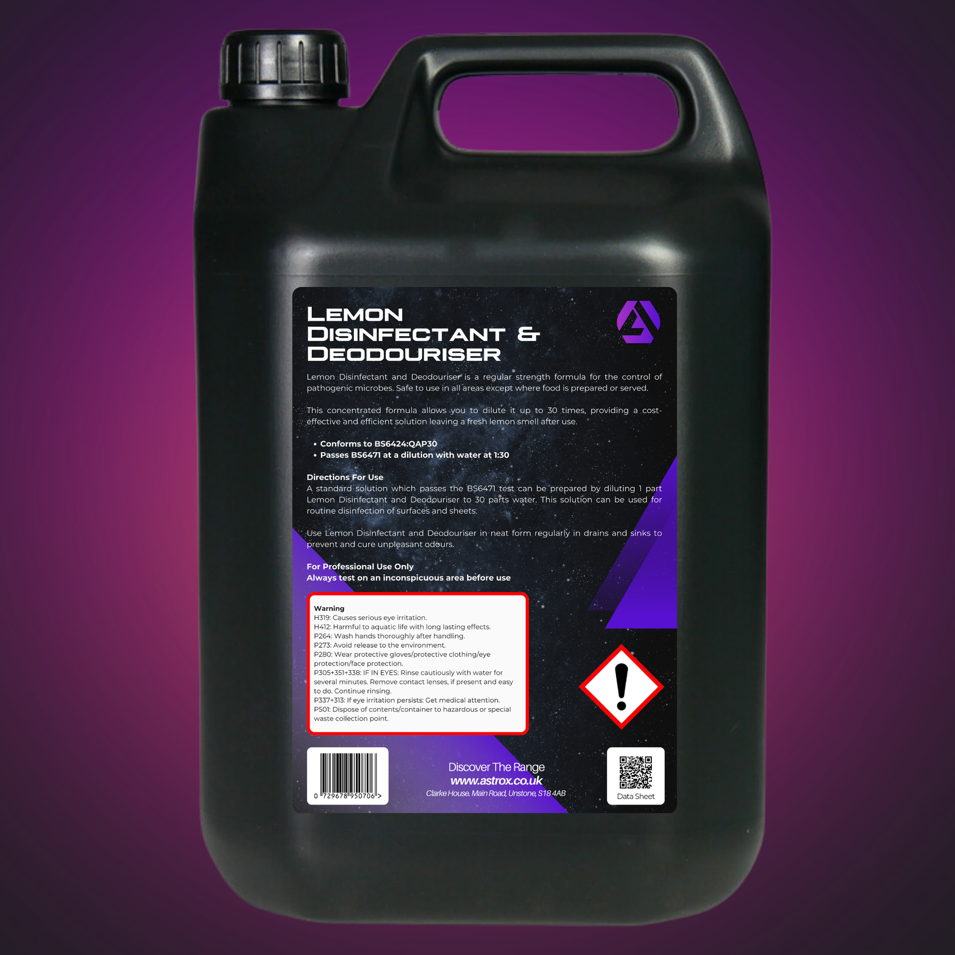 Astrox Lemon Disinfectant and Deodouriser - 5 Litres - Cleaning Chemicals