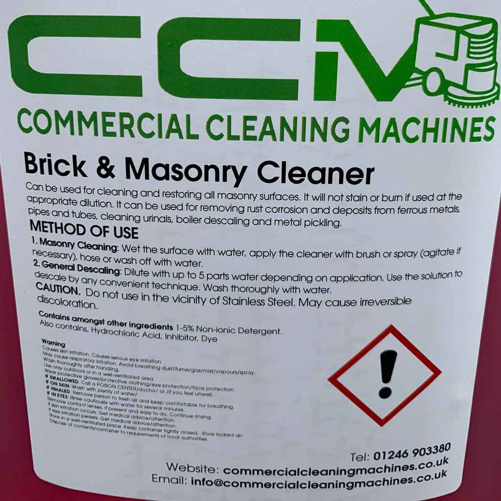 CCM Brick and Masonry Cleaner - 5 Litres - Clean and Restore Masonry Surfaces - Commercial Cleaning Machines Ltd