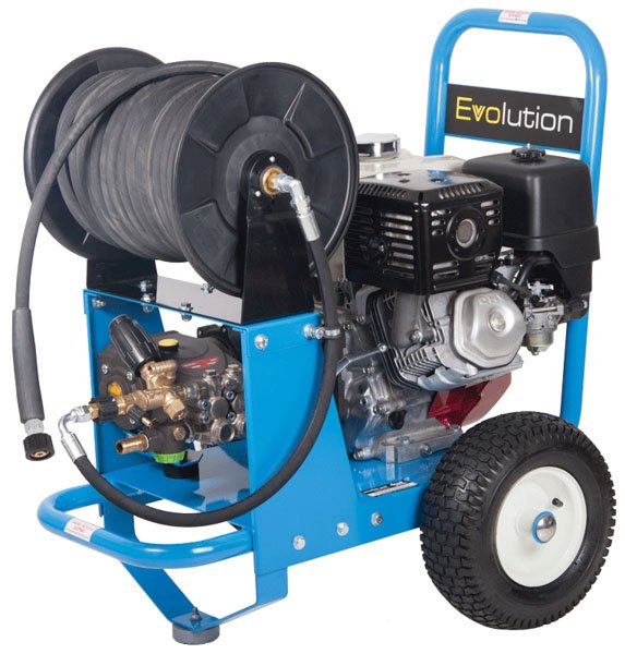 Evolution 2 Honda GX390 Pressure Washer - 21lpm - 200bar - 1450 RPM Gearbox Drive - Recoil Start With Hose Reel & 40m