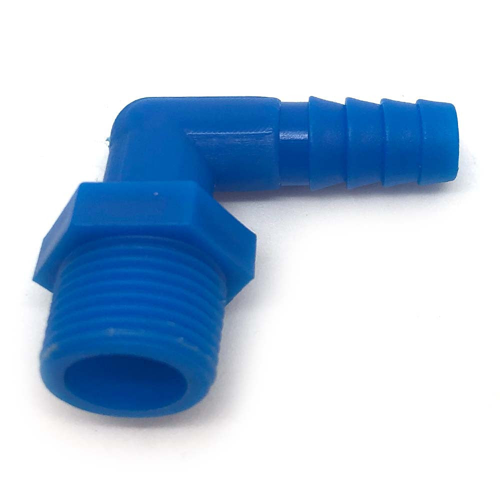 3/8" Male Thread 1/2" Barb Plastic 90 Degree Hose Tail