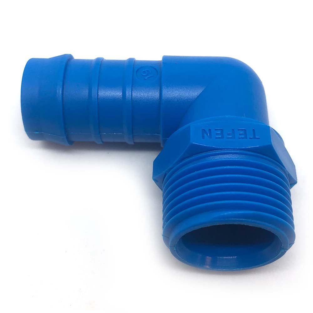 3/4" Male Thread 3/4" Barb Plastic 90 Degree Hose Tail