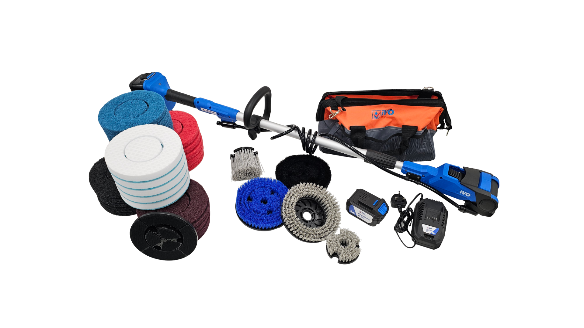 iVO PowerBrush XL 2.0 - Battery Powered Vortex Cleaning Brush - Daily Kit - Scrubber Dryer