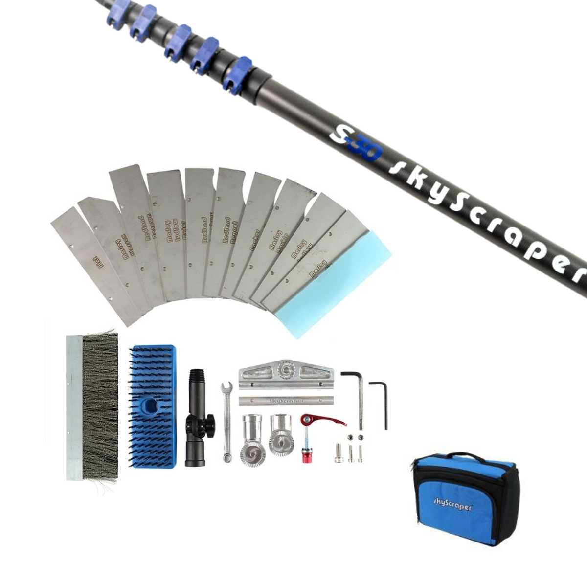 SkyScraper Roof Cleaning Package with Telescopic Pole 24ft - 34ft Options - 24ft / Blades Single Head Package - Roof