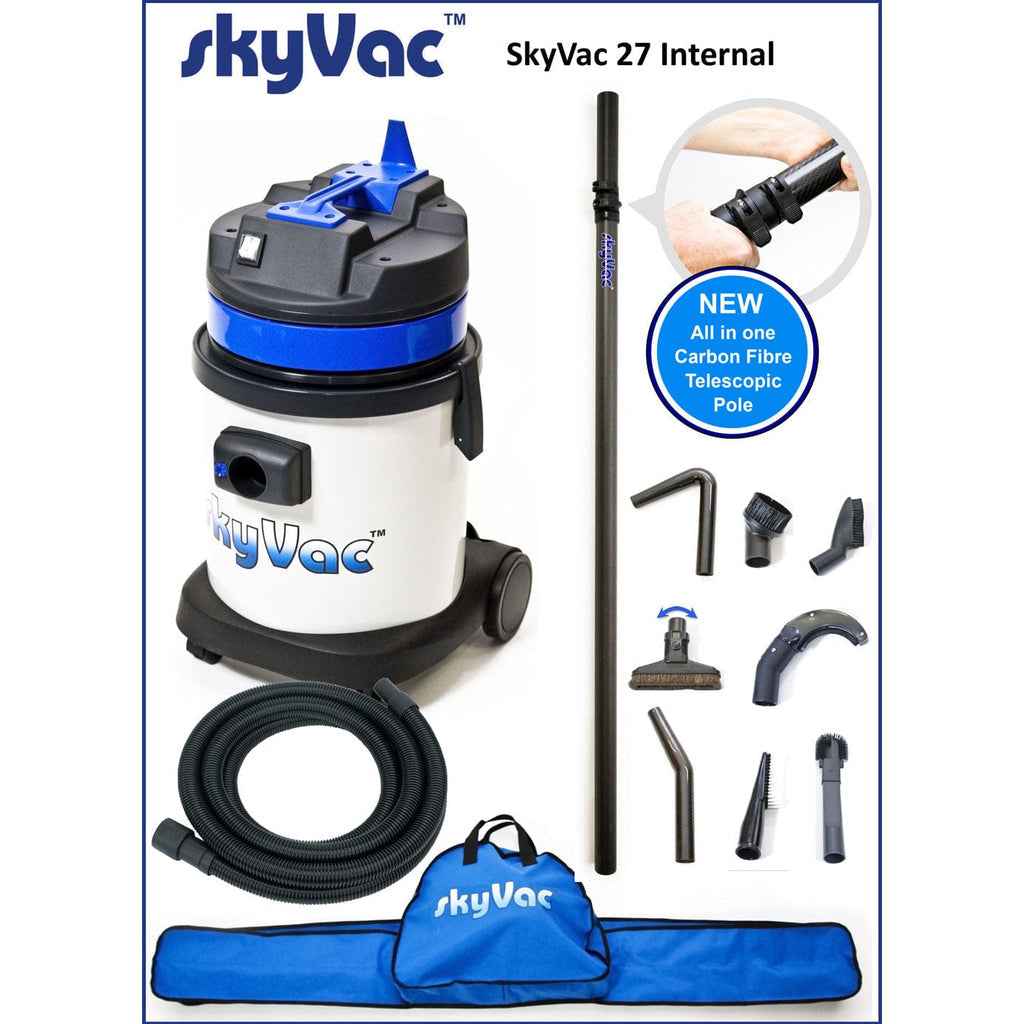 skyVac Internal 27 With High Reach Telescopic Suction Pole or Push Fit Poles - Commercial Cleaning Machines Ltd