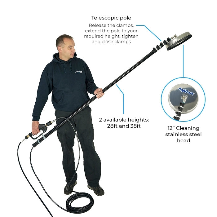 skyWash Roof Cleaning System - Premium Pole and Surface Cleaner - Roof Cleaning