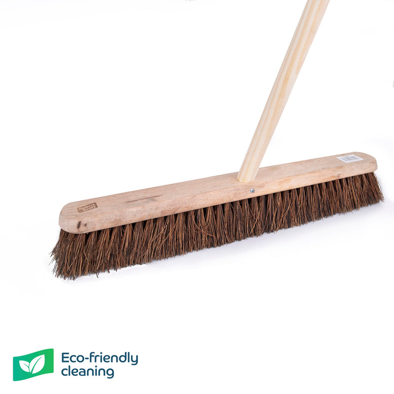 Wooden Platform Broom Stiff Bristle 24" With 55" Handle