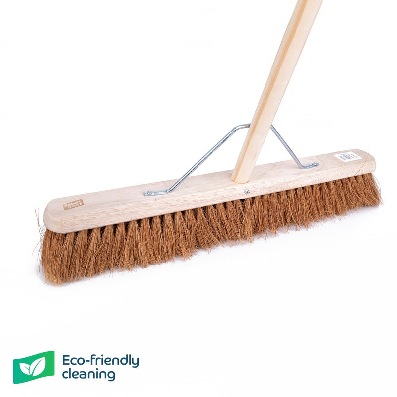 Wooden Platform Broom Soft Bristle 24" With Metal Stay & 59" Handle