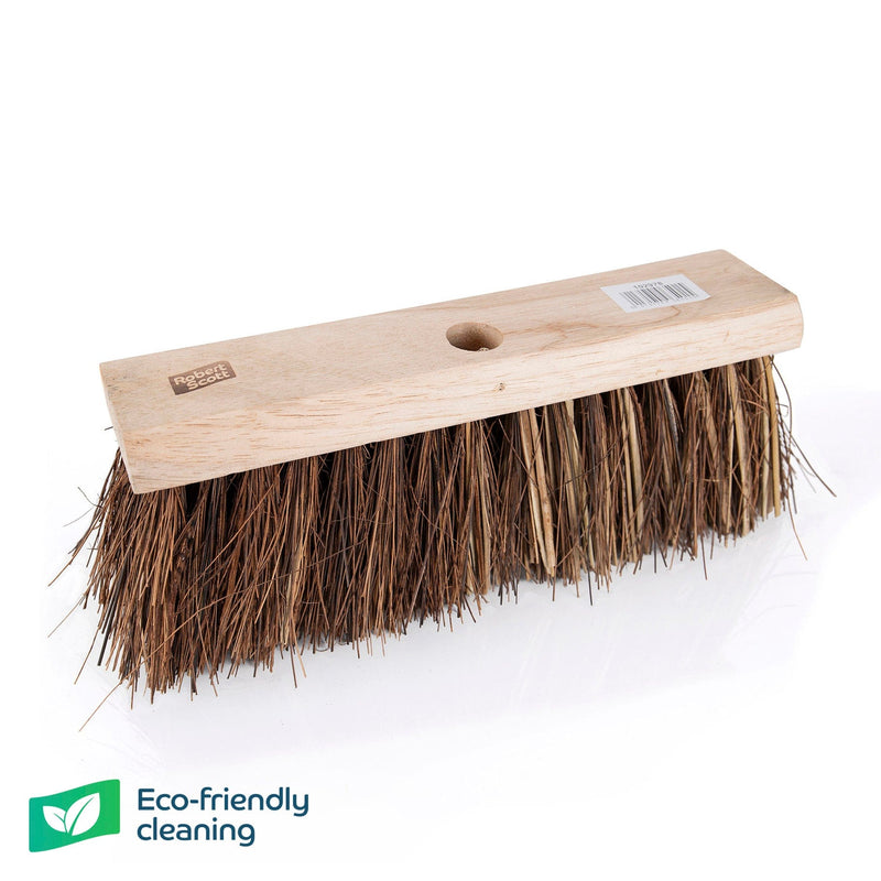 Wooden Yard Broom Square Stiff Bristle With Hole 13"