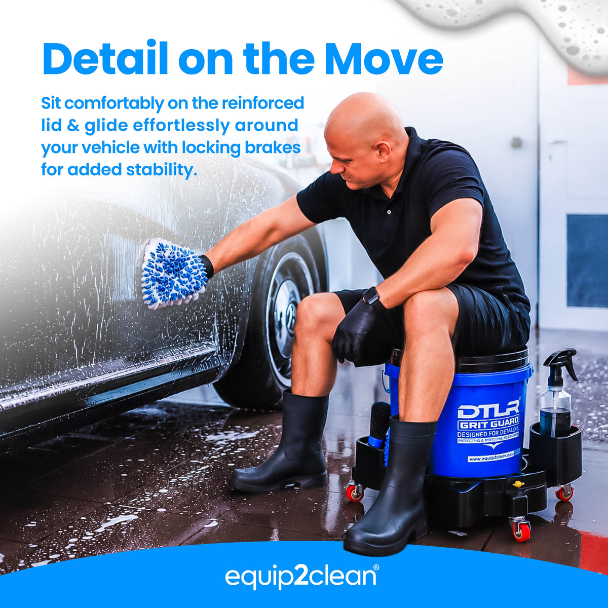 Equip2clean DTLR® Grit Guard Wash bucket with Trolley