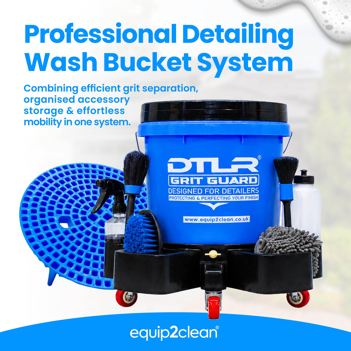 Equip2clean DTLR® Grit Guard Wash bucket with Trolley