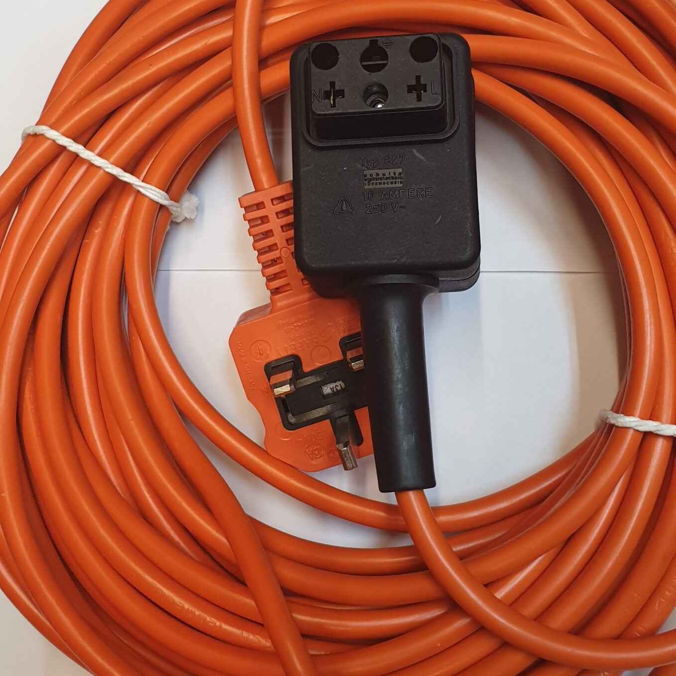 15m 3 Core Orange Mains Cable For Taski ErgoDisc Roatries