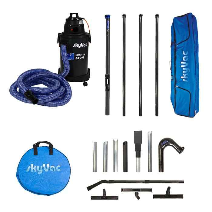 skyVac Mighty Atom With High Reach Pole Set - Compact, Light, Powerful 240v - Commercial Cleaning Machines Ltd