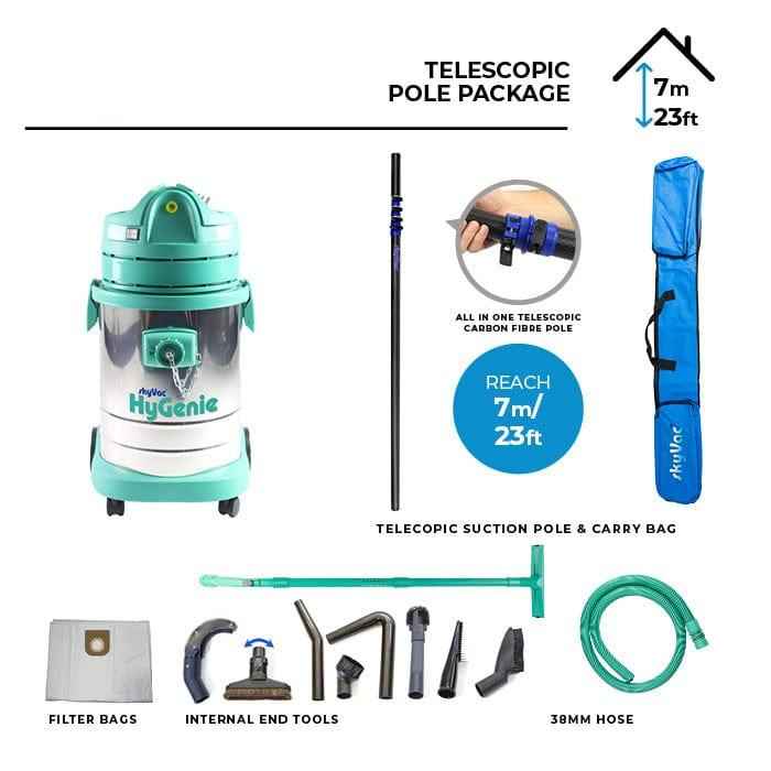 skyVac Hygenie H Class High Reach Vacuum With Telescopic Suction Poles - Commercial Cleaning Machines Ltd