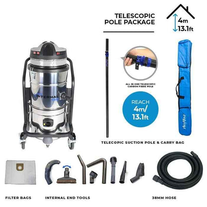 skyVac Internal 150 With High Reach Telescopic Suction Pole or Push Fit Poles - Commercial Cleaning Machines Ltd