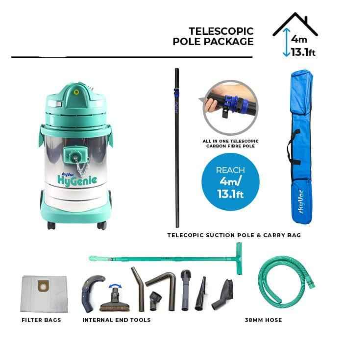 skyVac Hygenie H Class High Reach Vacuum With Telescopic Suction Poles - Commercial Cleaning Machines Ltd