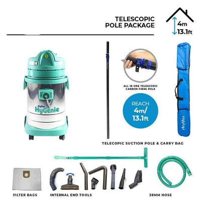skyVac Hygenie H Class High Reach Vacuum With Telescopic Suction Poles - Commercial Cleaning Machines Ltd