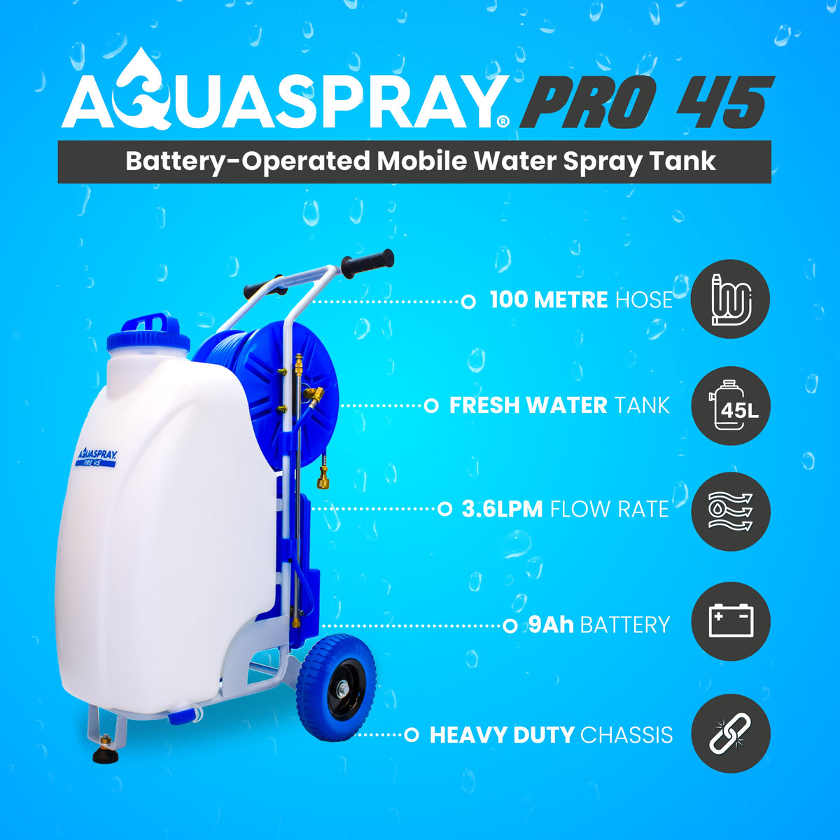 Kiam Products Aquaspray® Pro 45L Battery-Operated Water Spray Tank