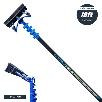 Aquaspray Venom Aquaspray® Venom 18ft 50% Carbon 50% Fiberglass Waterfed Window Cleaning Pole – 4 Sections