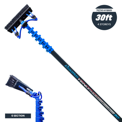 Aquaspray Venom Aquaspray® Venom 30ft Hybrid 70% Carbon, 30% Fiberglass Waterfed Window Cleaning Pole – 6 Sections