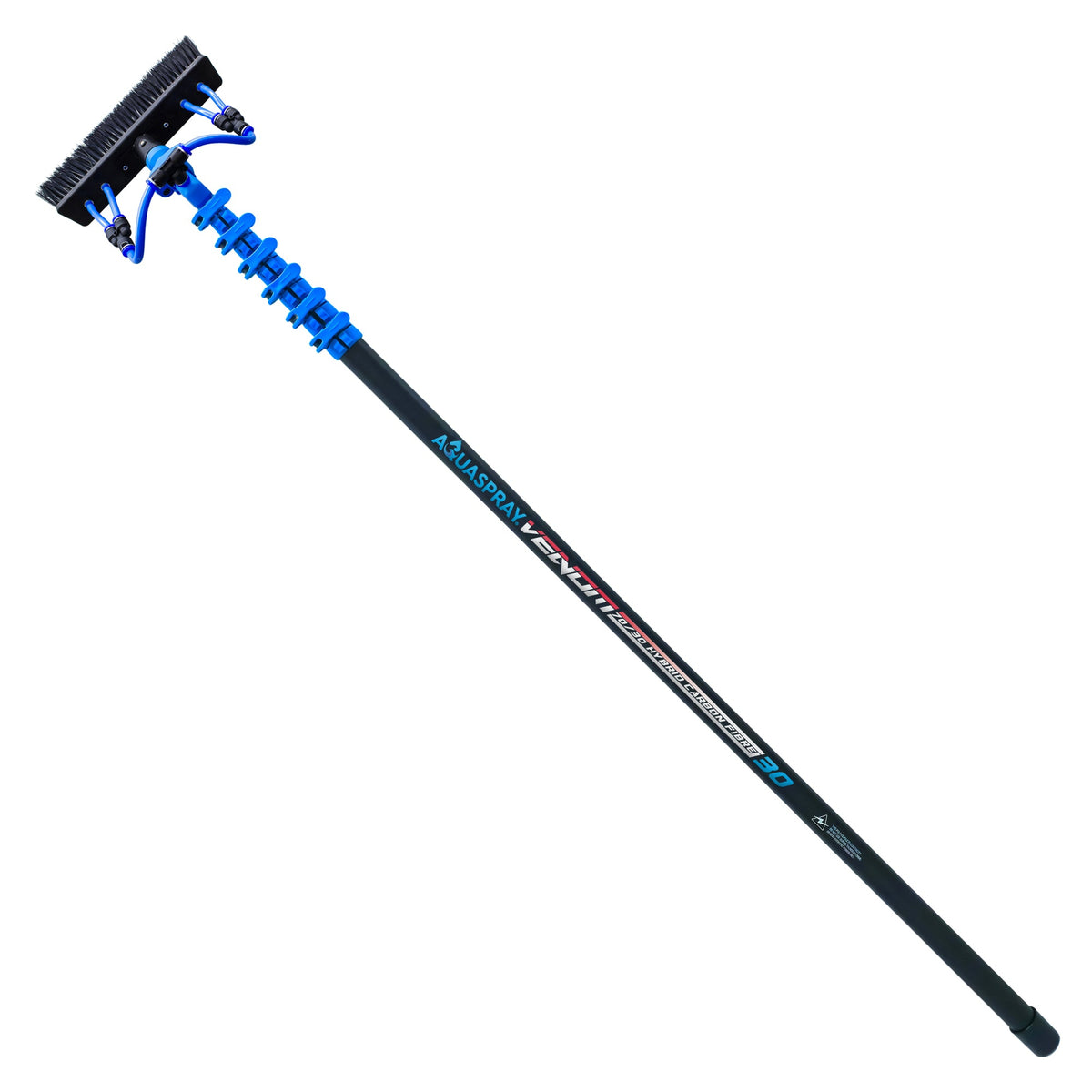 Aquaspray Venom Aquaspray® Venom 30ft Hybrid 70% Carbon, 30% Fiberglass Waterfed Window Cleaning Pole – 6 Sections