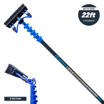 Aquaspray Venom Aquaspray® Venom 22ft 30T High-Mod Waterfed Window Cleaning Pole – 5-Section