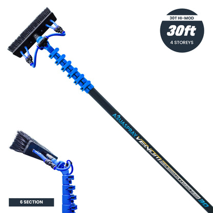 Aquaspray Venom Aquaspray® Venom 30ft 30T High-Mod Waterfed Window Cleaning Pole – 6-Section