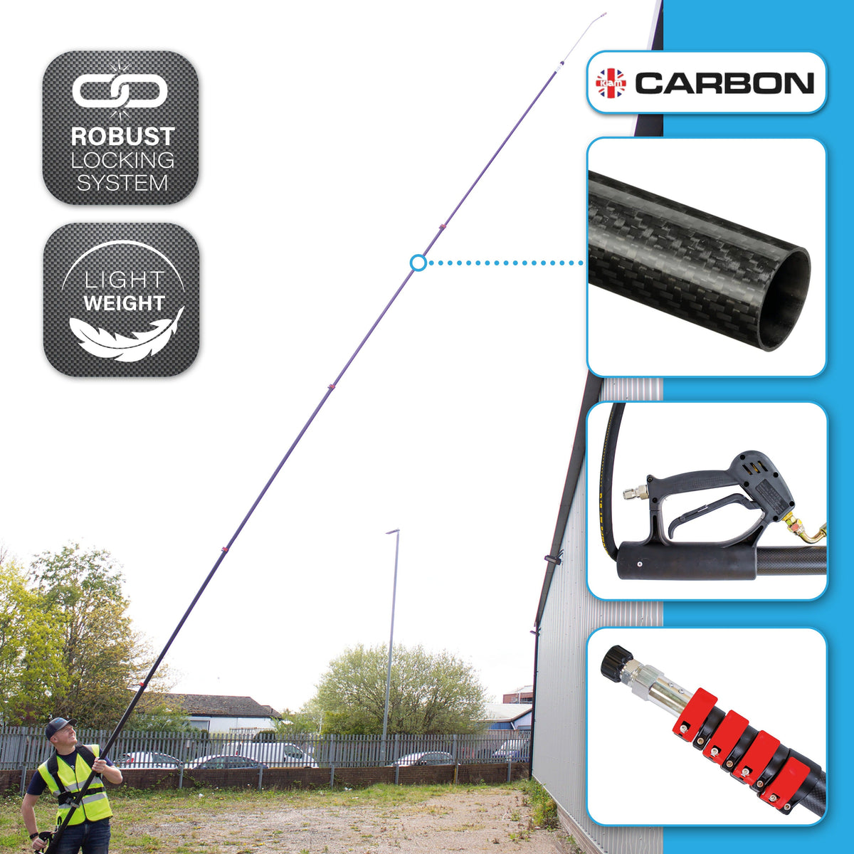 Kiam Products Carbon Reach 5.4 Metre Telescopic Carbon Fibre Lance