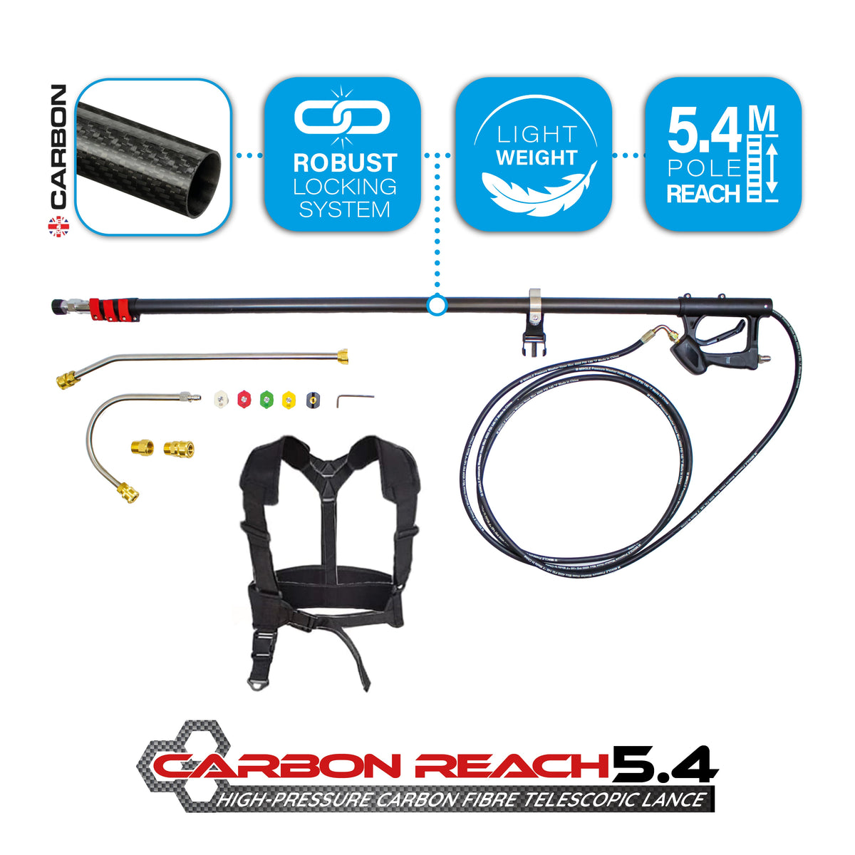Kiam Products Carbon Reach 5.4 Metre Telescopic Carbon Fibre Lance