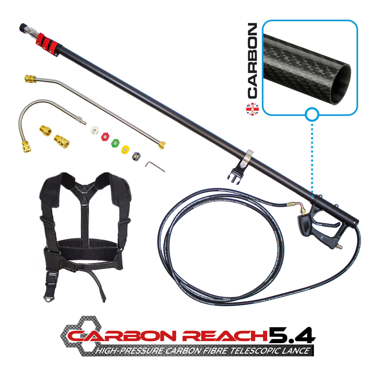 Kiam Products Carbon Reach 5.4 Metre Telescopic Carbon Fibre Lance