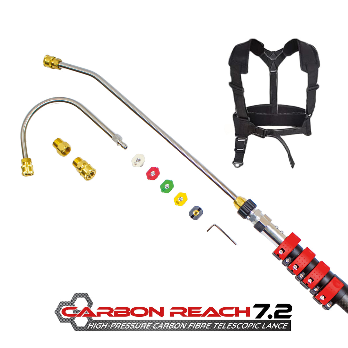 Kiam Products Carbon Reach 7.2 Metre Telescopic Carbon Fibre Lance