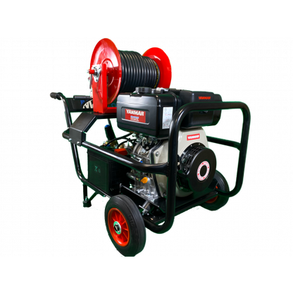 Maxflow Industrial Pressure Washer - Yanmar L100-V Comet Pump 15 LPM Trolley Frame + 30M Reel