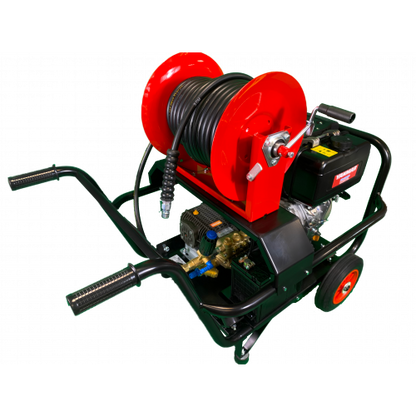 Maxflow Industrial Pressure Washer - Yanmar L100-V Comet Pump 15 LPM Trolley Frame + 30M Reel