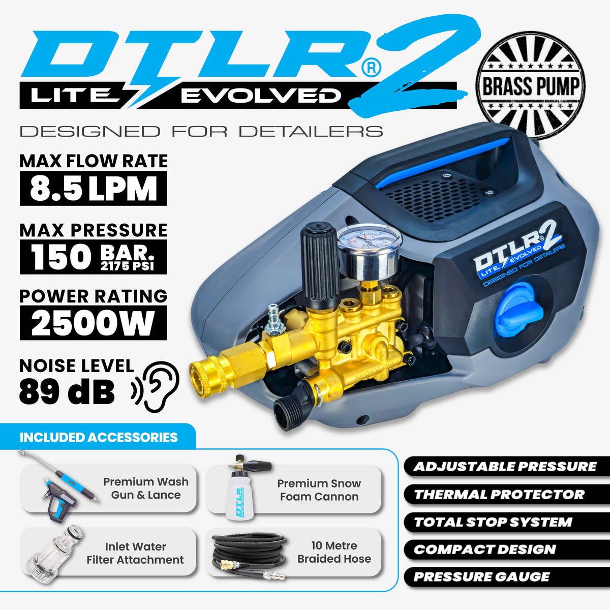 Lutian Kiam® DTLR 2 LITE® Electric Pressure Washer 150 Bar 8.45 LPM