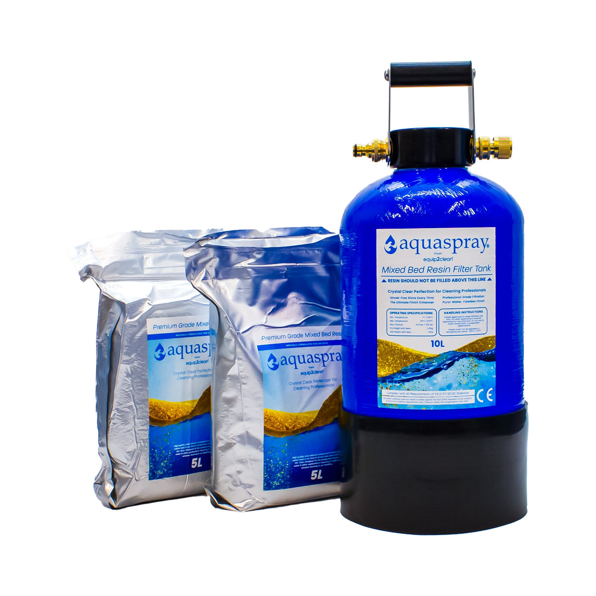 Equip2clean Aquaspray® De-Ionising Water Filter Carry Tank 10, 15 or 25 Litre (Inc. Resin)
