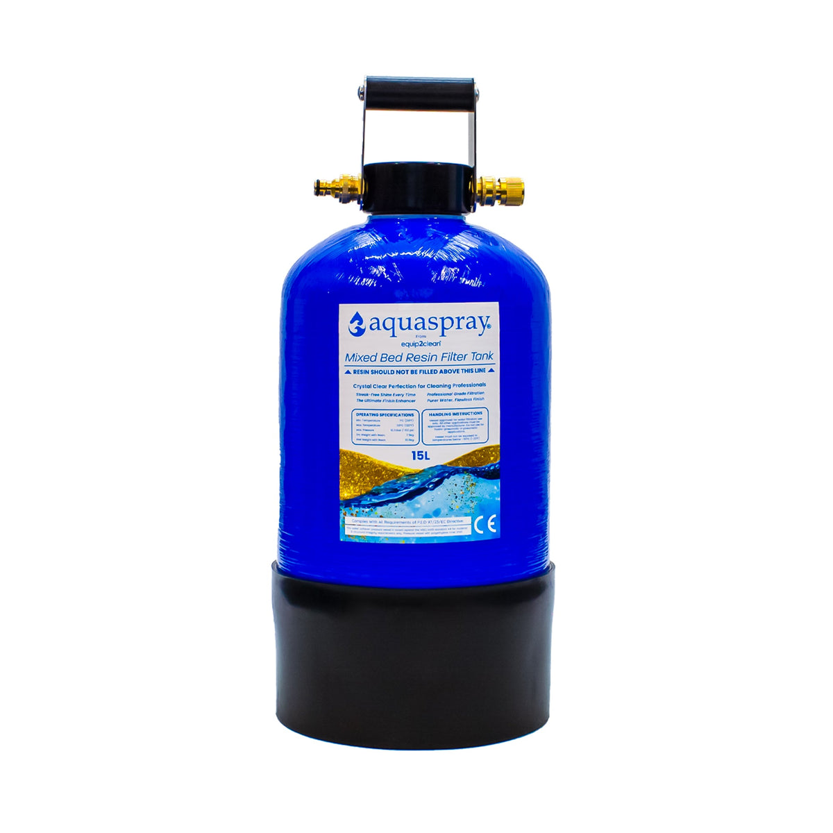 Equip2clean Aquaspray® De-Ionising Water Filter Carry Tank 10, 15 or 25 Litre (Inc. Resin)