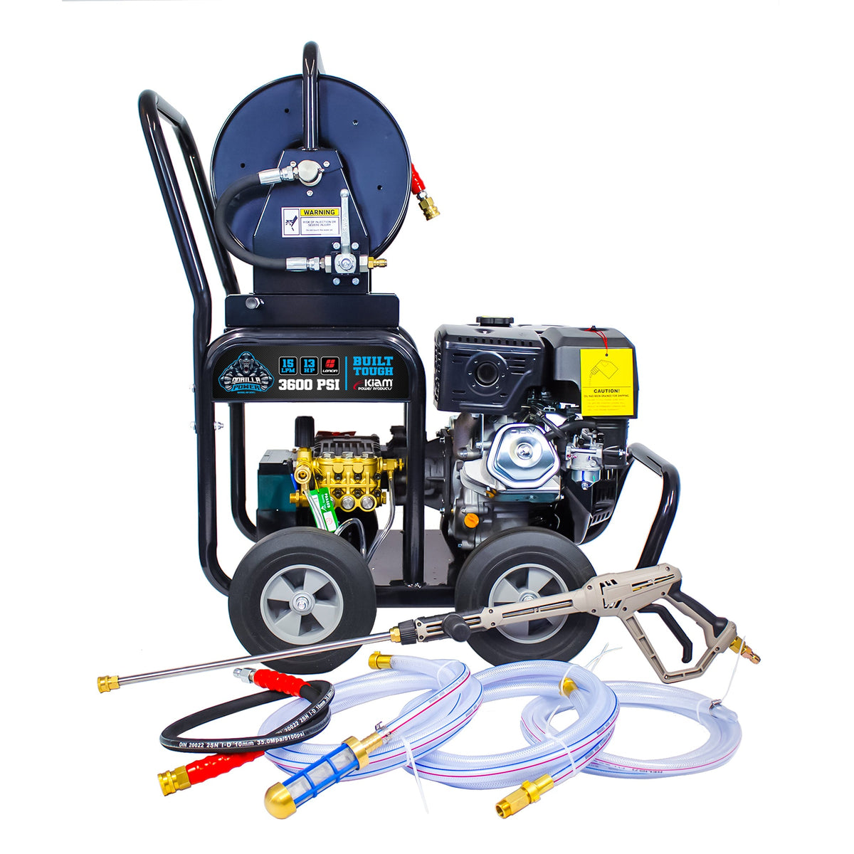 Kiam Products Kiam GORILLA POWER® 3600PSI 15LPM 13HP Petrol Pressure Washer Loncin Engine