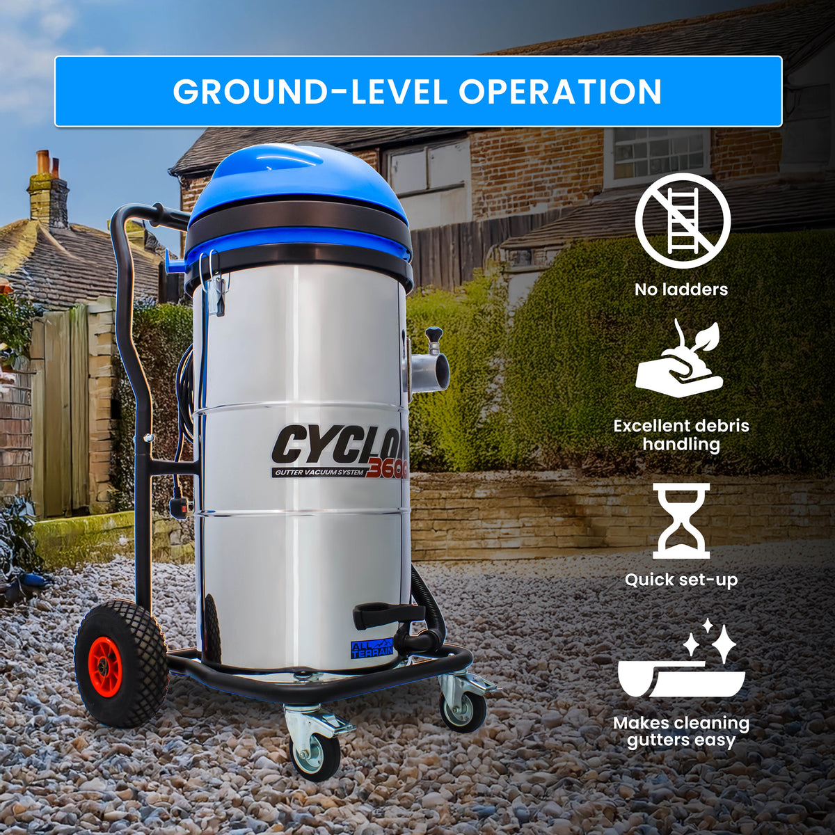Kiam Products Kiam CYCLONE® All Terrain Gutter Vacuum System 3600W 100L Stainless Steel