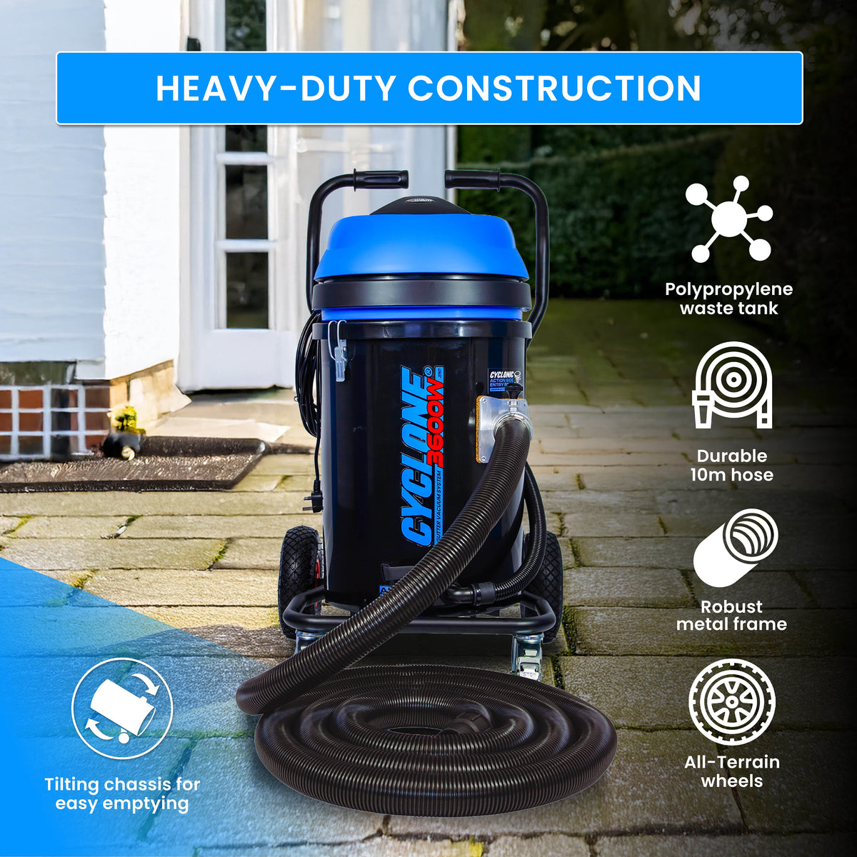 Kiam Products Kiam CYCLONE® All Terrain Gutter Vacuum System 3600W 76L Polypropylene (Black)