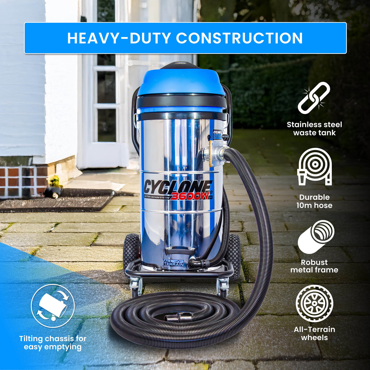 Kiam Products Kiam CYCLONE® All Terrain Gutter Vacuum System 3600W 100L Stainless Steel