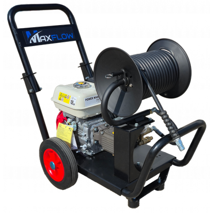 Maxflow Semi-Industrial Pressure Washer - Honda GX200 12LPM Drop Handle Frame + Reel