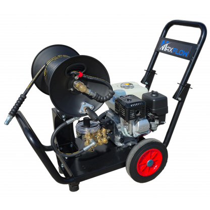 Maxflow Semi-Industrial Pressure Washer - Honda GX200 12LPM Drop Handle Frame + Reel