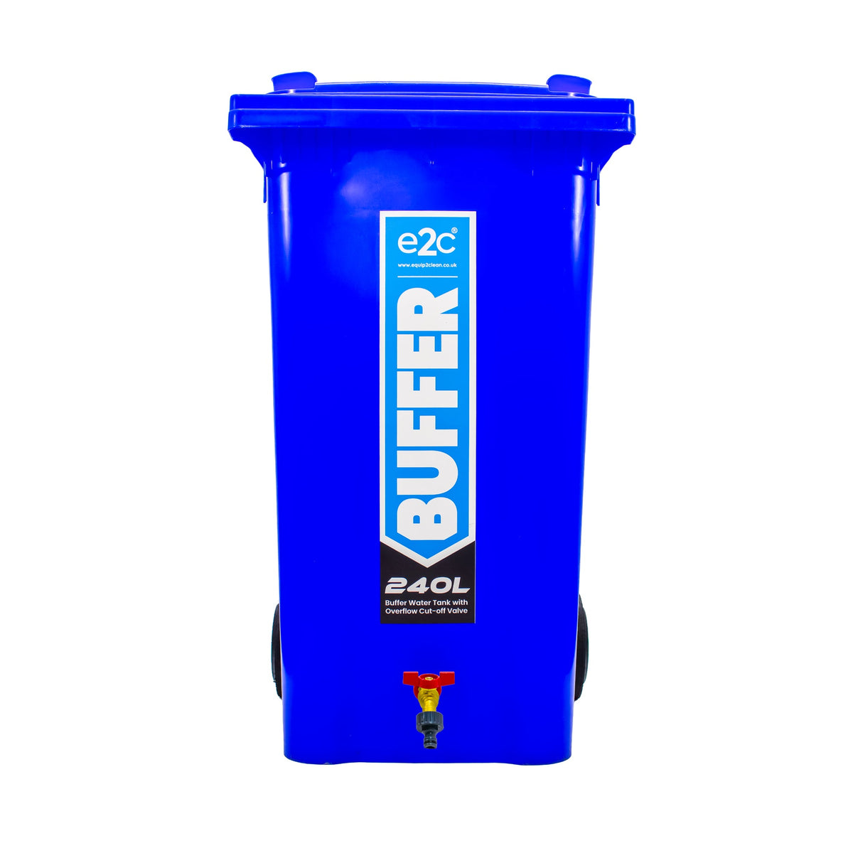 Equip2clean 240 Litre Mobile Water Wheelie Bin Buffer Tank with Overflow Cut-off Float Valve