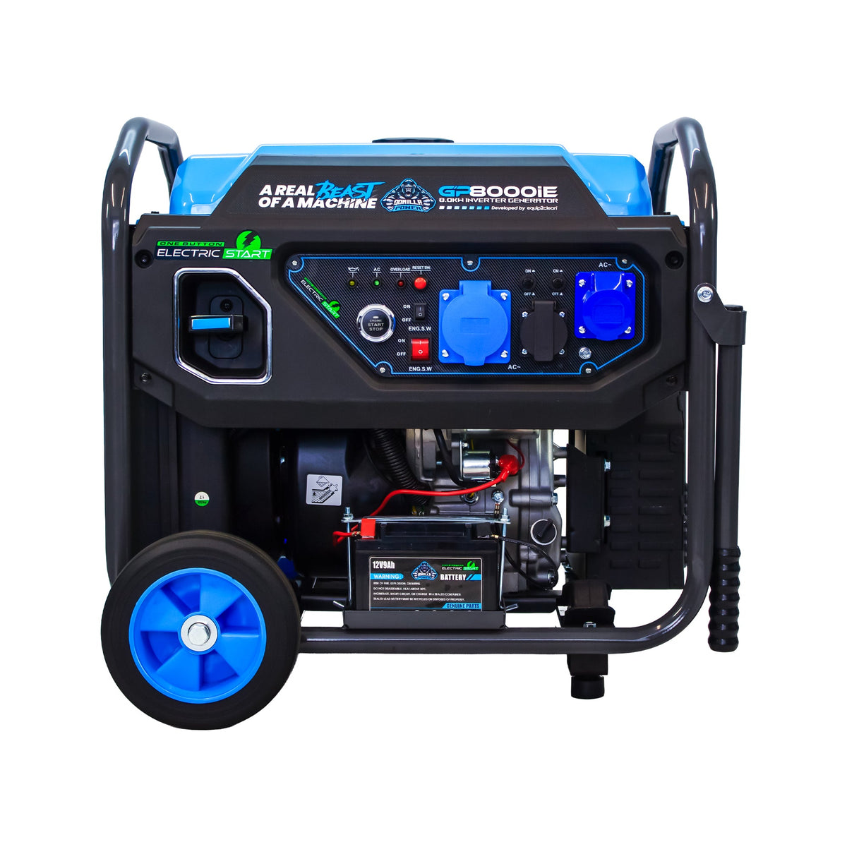 Equip2clean Gorilla Power 8000W Inverter Open Frame Generator with Electric Start - GP8000iE – High Performance & Fuel Efficient