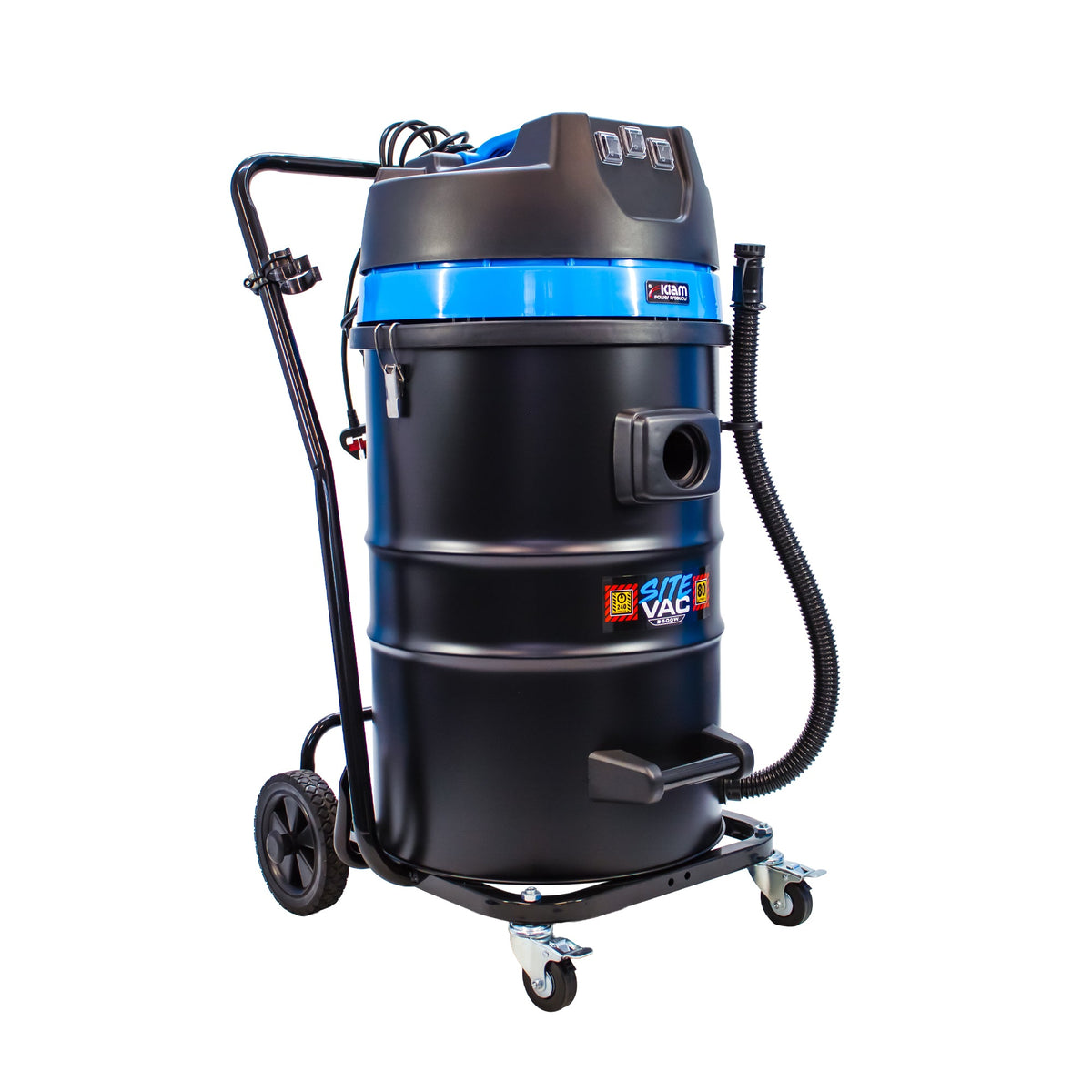 Kiam Products SiteVac® KV80-3F – Triple Motor Warehouse Vacuum (3600W) with Front-Mounted Squeegee