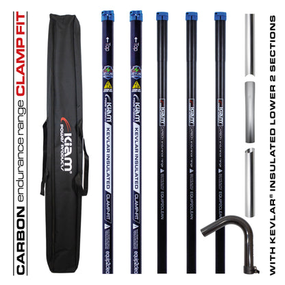 Kiam Products Clamped Carbon Fibre Gutter Vacuum Pole Kits (51mm Diameter) 20ft-40ft