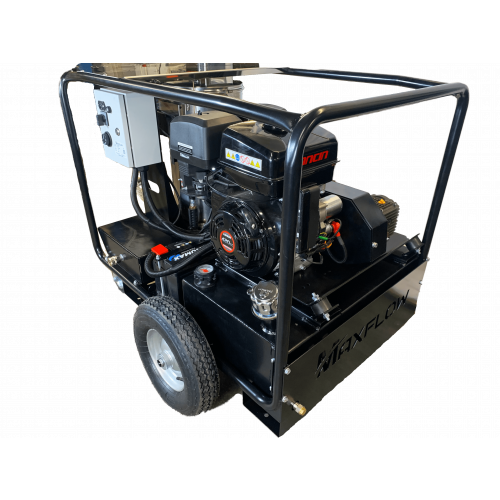 Maxflow Industrial Petrol Hot Pressure Washer - Loncin G420 21 LPM Trolley Frame (Electric Start)