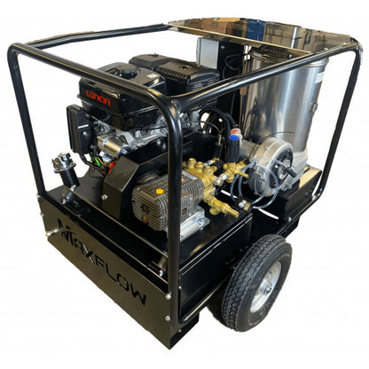 Maxflow Industrial Petrol Hot Pressure Washer - Loncin G420 21 LPM Trolley Frame + 30M Reel (Electric Start)